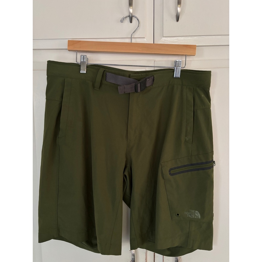 The North Face Mens Army Green Hiking Shorts Integrated Belt Cargo Pocket 36/38 - Picture 2 of 8
